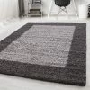 Xrugs Shaggy Rug Grey Fluffy Border Design Mat Long Pile Small X Large Bedroom Carpet