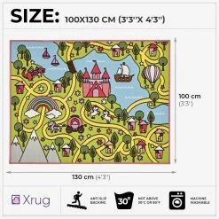 Xrug Kids Rug Girls Fairy Princess NON SLIP MACHINE WASHABLE Nursery Play Mat For Girls Bedroom Playroom 100x130cm