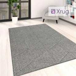 Xrugs Grey Washable Rug Flat Weave Carpet Large Small Runner Living Room Bedroom Mat