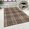Xrugs Tartan Rug Beige Checkered Modern Living Room Carpet Hall Runner Check Mat Small Large