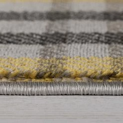 Xrugs Modern Tartan Rug Yellow Grey Ochre Check Carpet Small Extra Large XL Runner Carpet Mat