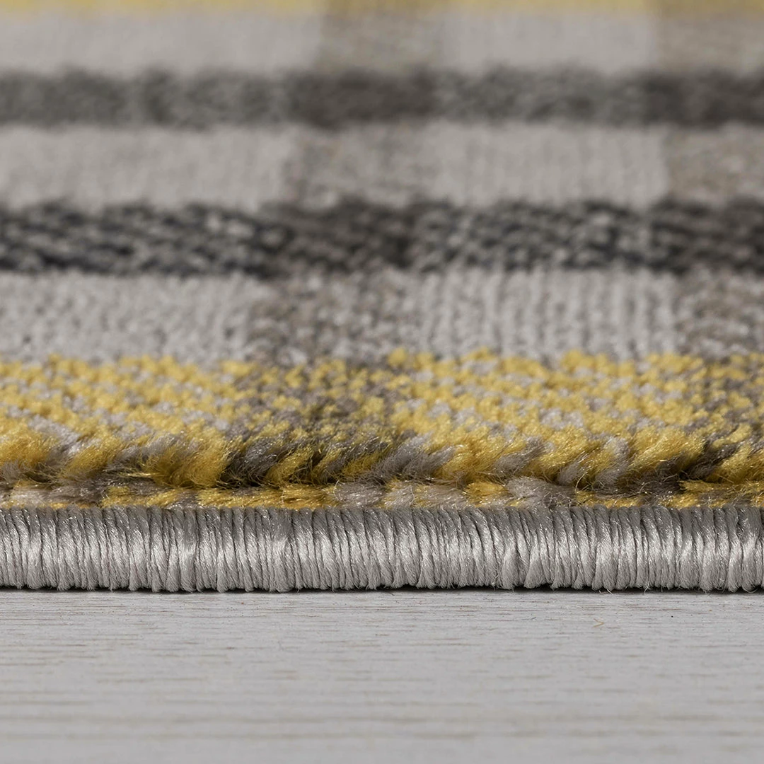 Xrugs Modern Tartan Rug Yellow Grey Ochre Check Carpet Small Extra Large XL Runner Carpet Mat