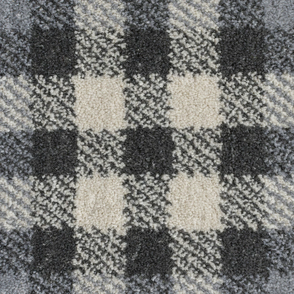Xrugs Tartan Rugs Silver Grey Modern Check Design Mat Living Room Hall Runner Carpet