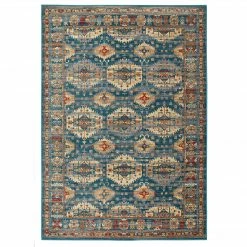 Xrugs Modern Teal Blue Rug With Vintage Traditional Beige Cream Pattern Large Small Woven Carpet