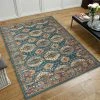 Xrugs Modern Teal Blue Rug With Vintage Traditional Beige Cream Pattern Large Small Woven Carpet