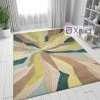 Xrugs Teal Green Rug Beige Contour Cut Pattern Carpet Modern Abstract Bedroom Area Mat