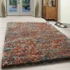 Xrugs Modern Extra Thick Shaggy Rug Mottled Blue Terracotta Fluffy Carpet Bedroom Hallway Mat