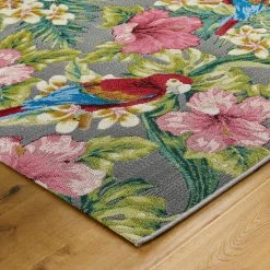 Xrug Designer Outdoor Rug Grey Floral Tropical Pattern For Decking Patio Garden Extra Large Small Outdoor Rugs