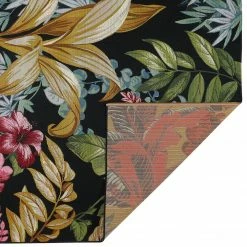 Xrug Outdoor Rug Black Tropical Multicoloured Design For Decking Garden Patio Balcony Large Small Floral Mat