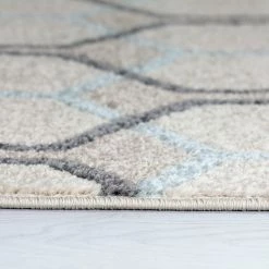 Xrugs Modern Cream Trellis Rug Geometric Grey Blue Pattern Large Small Runner Woven Room Mat