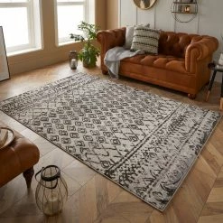 Xrugs Living Room Rug Grey Charcoal Aztec Diamond Distressed Pattern Large Runner Mats Runners