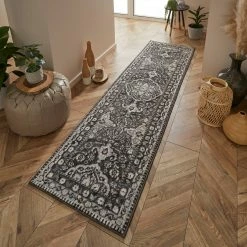 Xrugs Runners Traditional Oriental Rug Charcoal Grey Mustard Large Small Runner Floor Hall Mat