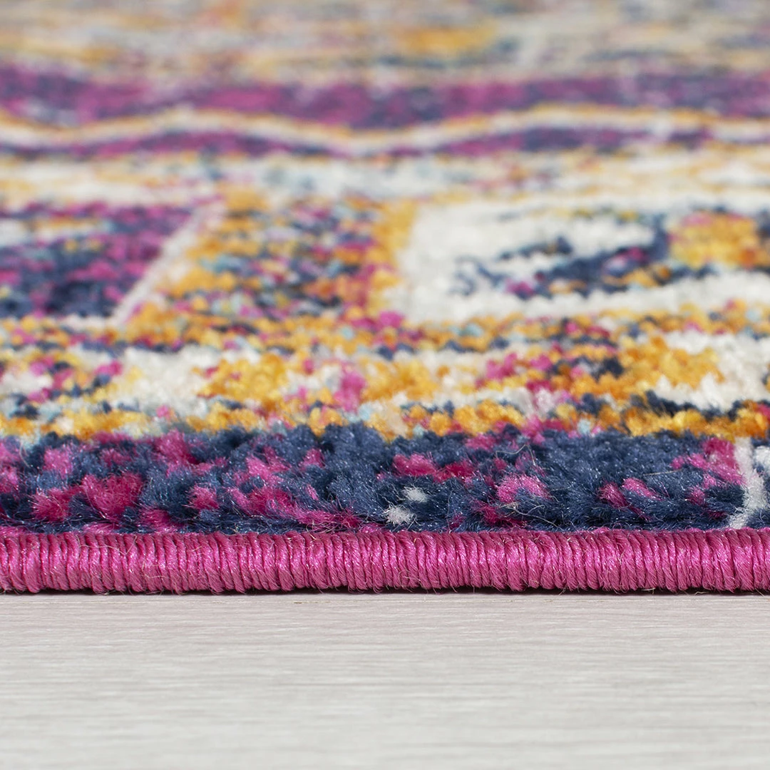 Xrugs Vintage Rug Pink Blue Yellow Oriental Style Look Woven Carpet Small X Large New