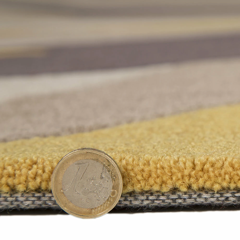 Xrugs Yellow Ochre Rug Mustard Brown Beige Hand Carved Pattern Mat Modern Room Carpet