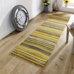 Xrug Wool Rug Handmade Yellow Modern Striped Living Room Bedroom Carpet Thick Mat Runner New