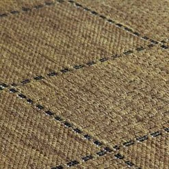 Xrugs Brown Living Room Rug Anti Slip Check Jute Look Flat Weave Carpet Small Large Runner Mat