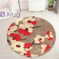 Xrugs Red Beige Rug Thick Soft Carpet Hand Carved Floral Pattern Small Large Circle XL 15 Xrugs Red Beige Rug Thick Soft Carpet Hand Carved Floral Pattern Small Large Circle XL