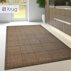 Xrugs Brown Kitchen Rug NON Slip Woven Carpet Area Mat Large Small Geometric Runner