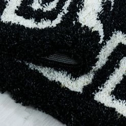 Xrug Black And White Shaggy Rug Soft Thick Fluffy Carpet Large Small Bedroom Living Room Mat