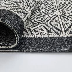 Xrugs Cotton Rugs Cotton Rug Black Geometric Machine Washable Large & Small Flatweave Natural Bedroom Living Room Carpet Mat