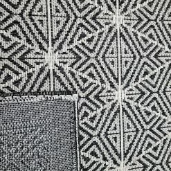 Xrugs Cotton Rugs Cotton Rug Black Geometric Machine Washable Large & Small Flatweave Natural Bedroom Living Room Carpet Mat