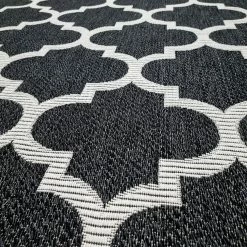 Xrugs Cotton Rugs Washable Black Trellis XL Large & Small Flatweave Natural Living Room Bedroom Carpet
