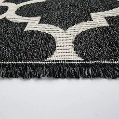 Xrugs Cotton Rugs Washable Black Trellis XL Large & Small Flatweave Natural Living Room Bedroom Carpet