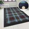 Xrugs Blue Tartan Rug 120x170 4'x5'6 Modern Checkered Carpet Short Pile Rugs Floor Mat