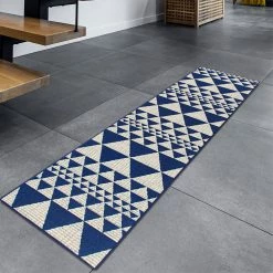 Xrugs Non Slip Rug Indoor Navy Blue Cream Geometric Flatweave Sisal Look Living Room Carpet Hallway Runner Large Small Modern