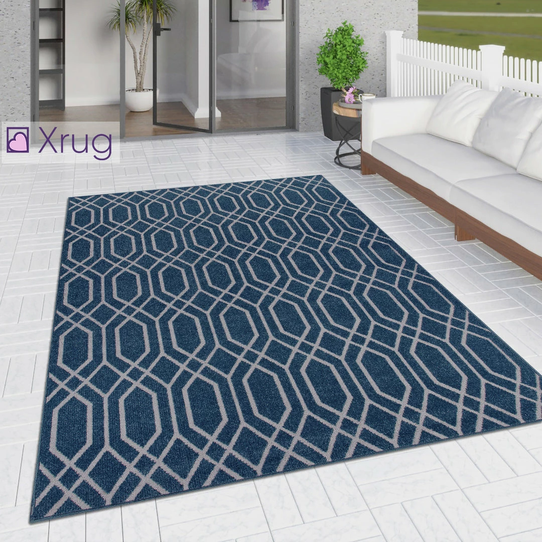 Xrug Outdoor Rug Navy Blue Moroccan Trellis Pattern Geometric Mat For Garden Patio Terrace Balcony Outdoor Rugs 1 Xrug Outdoor Rug Navy Blue Moroccan Trellis Pattern Geometric Mat For Garden Patio Terrace Balcony Outdoor Rugs
