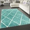 Xrug Blue Rug Teal Fluffy Shaggy Carpet Soft Thick Large Small Dimaond Carpet For Living Room Bedroom