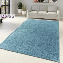 Xrugs Teal Rug Carpet Blue Monochrome Plain Bedroom Living Room Area Mat Large Small