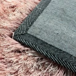Xrugs Blush Pink Rug Soft Fluffy Sparkle Shaggy Carpet Woven Thick Rug Mat Large Small Modern