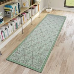 Xrugs Cotton Runner Rug 300cm Green Machine Washable Natural Runner For Bedroom Hallway