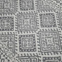 Xrugs Cotton Rug Cream Aztec Grey Pattern With Tassels Washable Large & Small Flatweave Natural Living Room Bedroom Carpet Mat