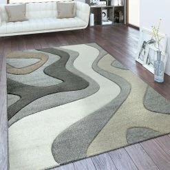 Xrugs Modern Rug Abstract Grey Brown Beige Pattern Woven Living Room Mat Large Small