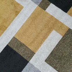 Xrugs Geometric Rug Gold Grey Black Modern Pattern Mat Large Bedroom Lounge Carpet New