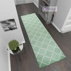 Xrugs Cotton Runner Rug Moroccan Trellis Pattern Washable Hallway Long Carpet Woven Hall Mat -75x300cm