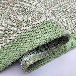 Xrugs Cotton Rugs Cotton Rug Green Beige Geometric Machine Washable Large & Small Flatweave Natural Bedroom Living Room Carpet Mat