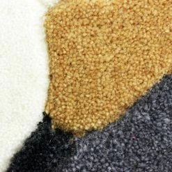 Xrugs Modern Grey Floral Rug Thick Soft Carpet Mustard Hand Carved Pattern Small Large Circle