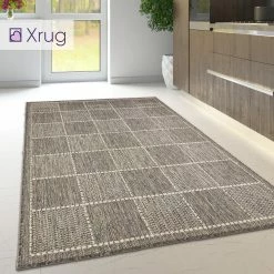 Xrugs Modern Kitchen Rug Grey Non Slip Heavy Duty Carpet Check Flat Mat Small Large Runner
