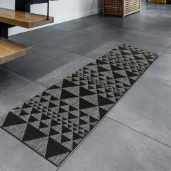 Xrugs Modern Non Slip Rug Indoor Grey Black Geometric SISAL Look Flatweave Carpet Large Small Runner