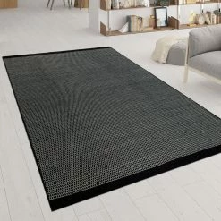 Xrugs Black Handmade Look Rug Flat Weave Natural Materials Mat Large XL Small Runner