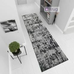 Xrugs Grey Black Rug Modern Abstract 100% Cotton Washable Large Small Living Room Carpet Flat Woven Mat Living Room Rugs