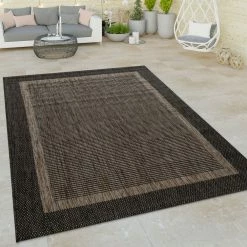 Xrugs Indoor Outdoor Rug Brown Anthracite Border Pattern Large Small Patio Garden Mat Outdoor Rugs