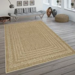 Xrugs Outdoor Rugs Flatweave Outdoor Rug Beige Border Geometric Pattern Large Area Patio Garden Mat