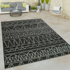 Xrugs Outdoor Garden Rug Black Grey Moroccan Berber Pattern Large Small Decking Patio