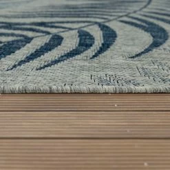 Xrugs Outdoor Rugs Flatweave Outdoor Rug Grey Blue Palm Design Garden Patio Decking Floor Area Mats