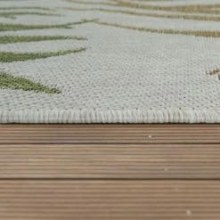 Xrugs Outdoor Rug Large Cream Green Palm Design Garden Patio Decking Floor Area Mats