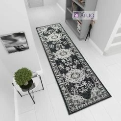 Xrugs Cotton Rugs Black Vintage Rug 100% Cotton Rug Runner Large Small Flat Weave Natural Carpet Mat